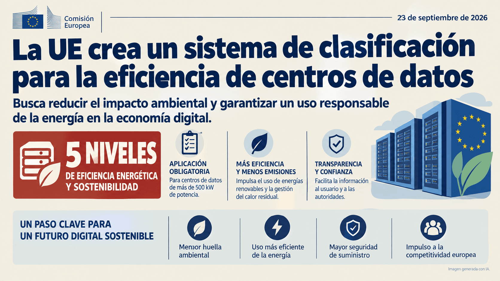 La UE lanza un sistema de clasificación común para la eficiencia energética de los centros de datos